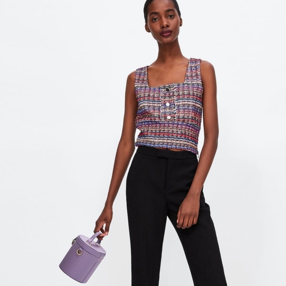 NWT Zara Metallic Thread Crop Top Small - Picture 3 of 11